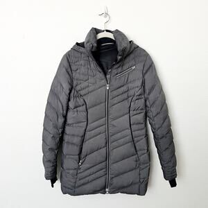 [Spyder] Gray Timeless Long Down Filled Hooded Puffer Jacket Winter Coat Small S